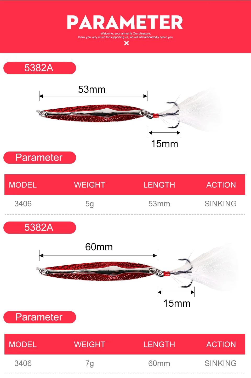 Kingdom Metal Jig spoon Artificial Bait Full Aqueous Layer Metal Material With Feather Hook Fish Sea Bass Fishing Lure Model 3406 (2)