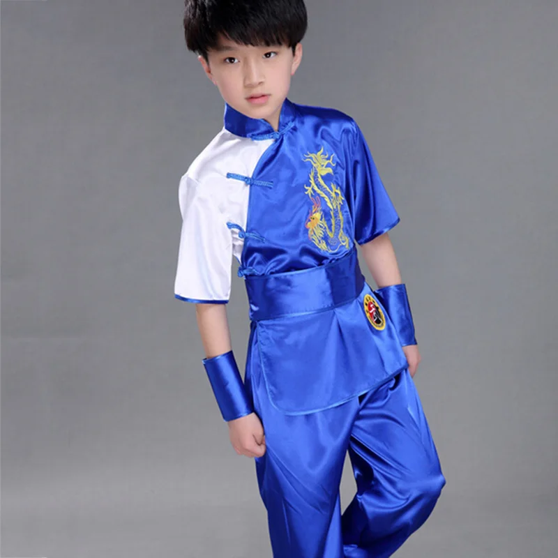 Детский Традиционный китайский костюм Ушу, костюм кунг-фу для мальчиков и девочек, комплект одежды для сцены