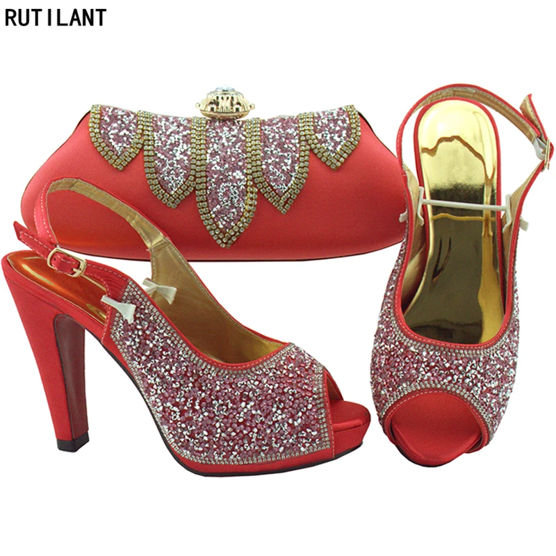Italian Matching Shoe and Bag Set for Wedding Women Party Pumps with