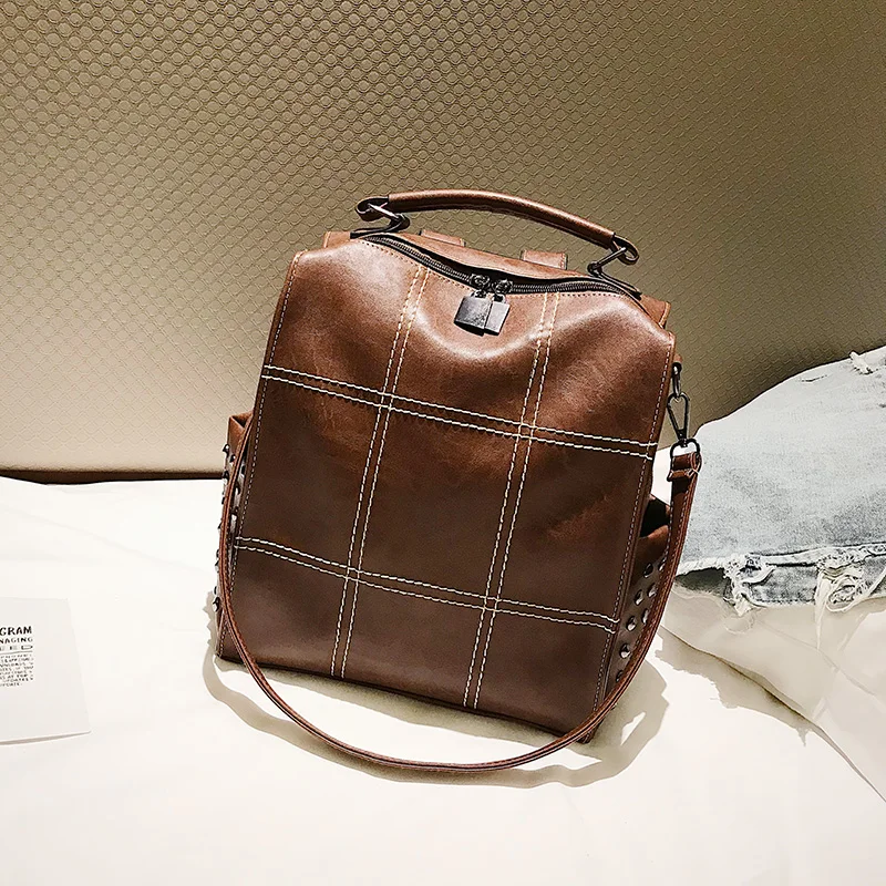 Fashion Rivet women Backpack Pu Leather Female Backpack School Backpack For Teenage Girls lock bags for Girls 2018 mochila (17)
