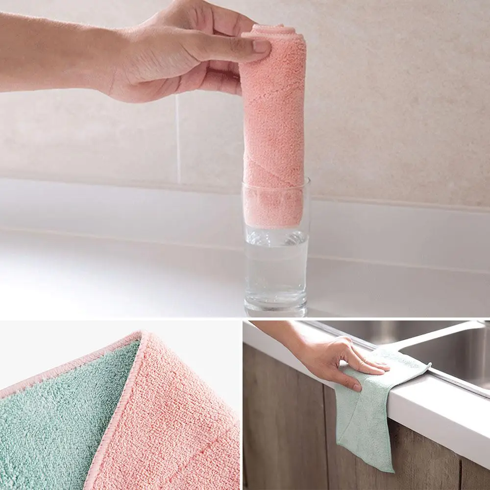 

Polyester Rectangle Restaurant Rag Useful Cleaner Double-Sided Towel Comfortable Housewife Cloth Kitchen Dishcloth