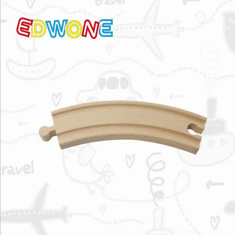 EDWONEOnePcs17CMCurvedRailwaySlotWoodenTrainPartsInBulk