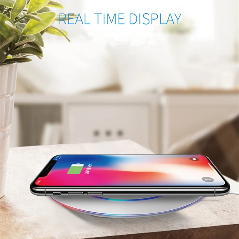 

NTSPACE Qi Wireless Charger Smart Charging Pad For iPhone X 8 Plus/Xiaomi/Huawei/Samsung S9 S8 S7 S6 USB Wireless Phone Charger