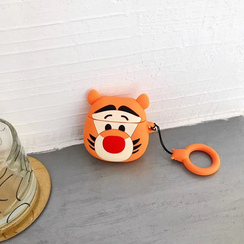 

Luxury 3D Tiger Cartoon Silicone lanyard Bluetooth Wireless Earphone Case For Apple AirPods 1 2 Headset bag box