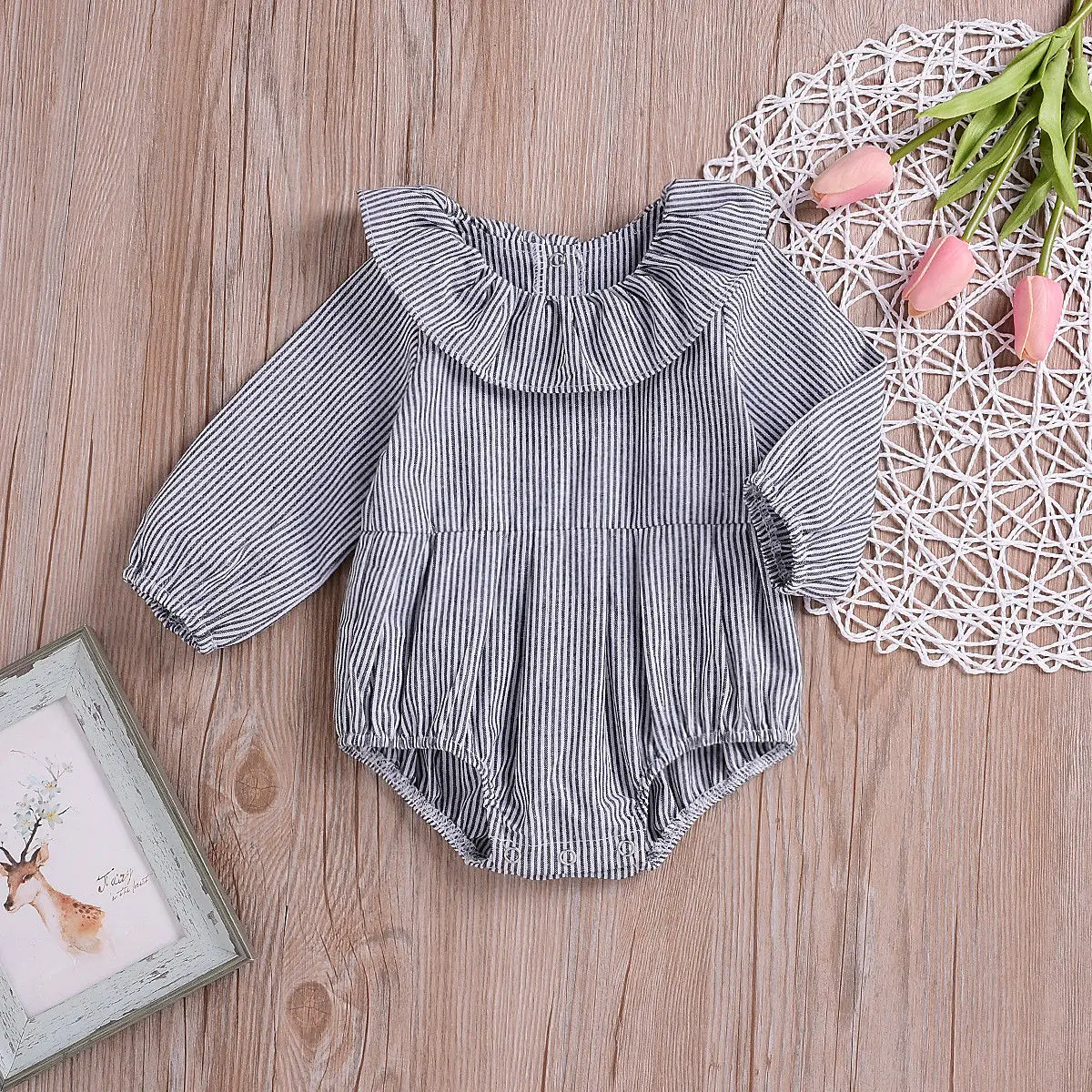 الخريف جديد الرضع حديثي الولادة طفلة شريط ثوب فضفاض طويل الأكمام الطفل فتاة بذلة Playsuit الطفل الفتيات الملابس