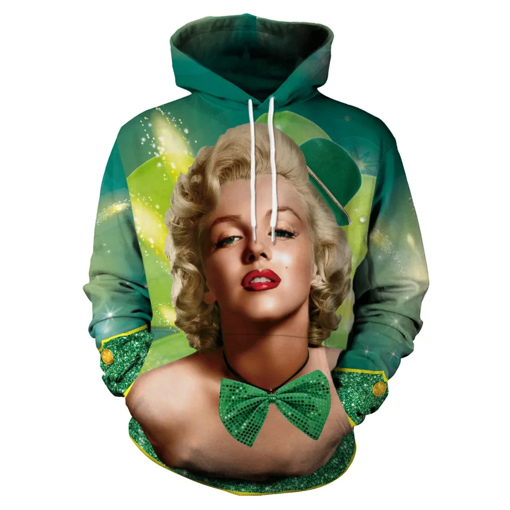 Character Marilyn Monroe 3D Print Shamrock Clover Jacket Spring Men/women Hiphop Streetwear Hoodies Sweatshirts Dinner Clothes
