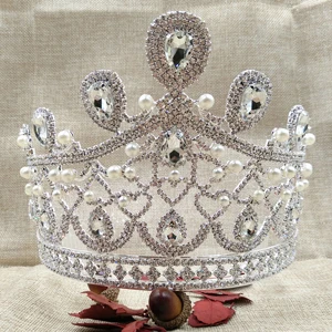 ZerongE ювелирные изделия великолепные высокие pageant блестящие стразы корона тиара свадебные украшения невесты - Окраска металла: crown only no earrin