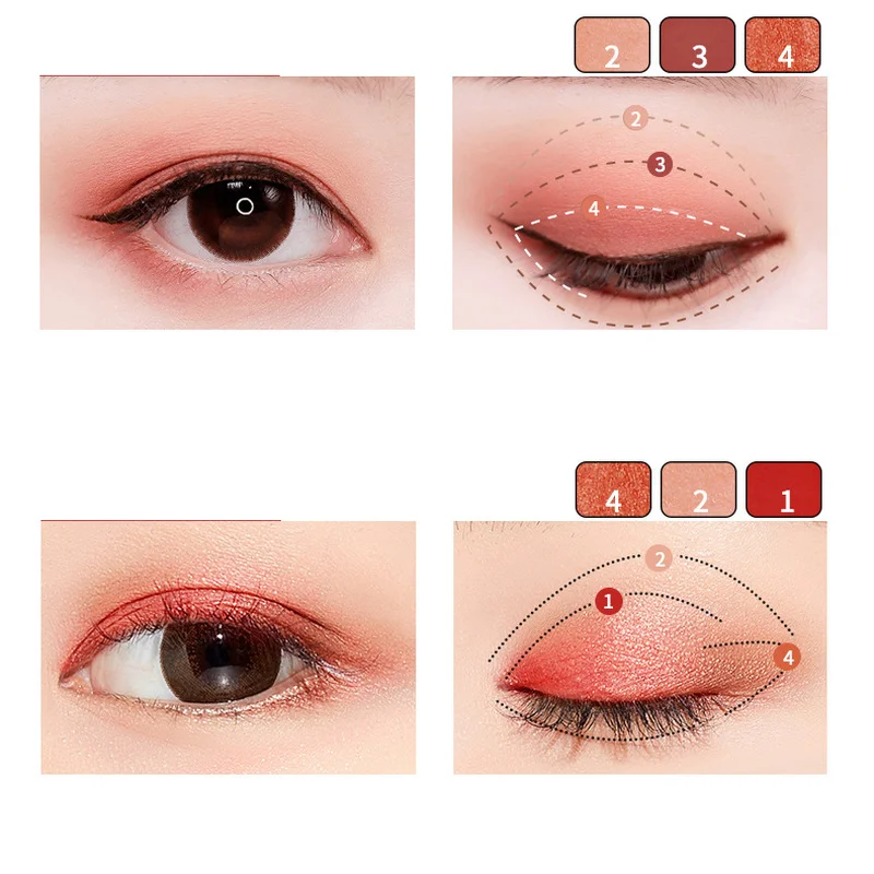 

4 Color Eyeshadow Natural Shimmer Matte Metallic Eyeshadow Palette With Brush Make up Eye Shadow Palette Beauty Tool
