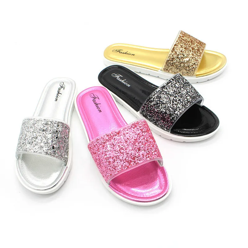 

QWEDF new women's slippers trend beach shoes summer fashion wild bright non-slip comfortable flat sandals explosion models SL-79