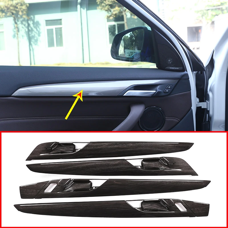 

4pcs Dark Wood Grain ABS Car Interior Door Panel Cover Trim For BMW X1 F48 2016-2019 Accessories