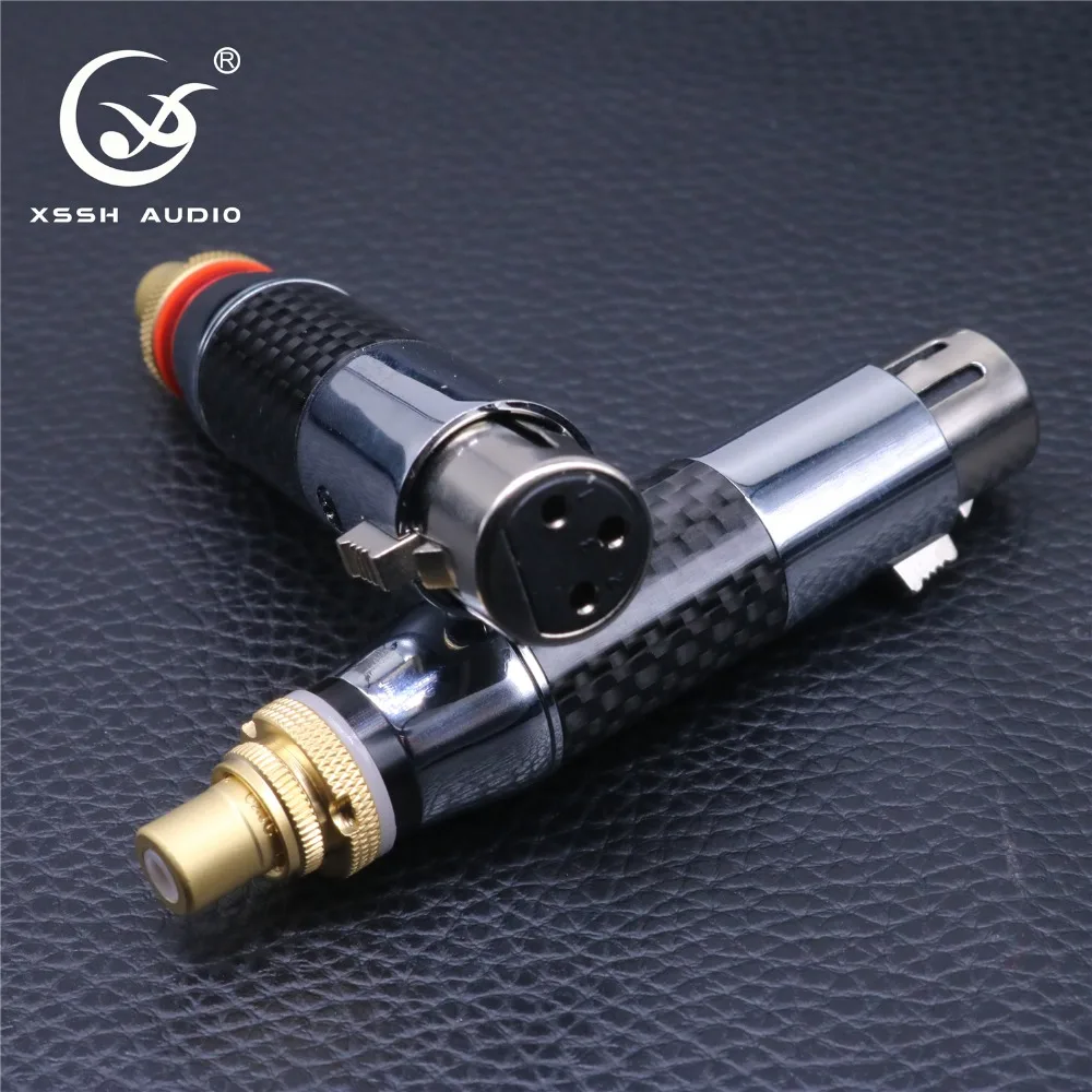 

4pcs XSSH audio 3 pins connector Black XLR Carbon Fiber Tellurium Copper RCA gold plated Rhodium Female Male XLR to RCA adapter