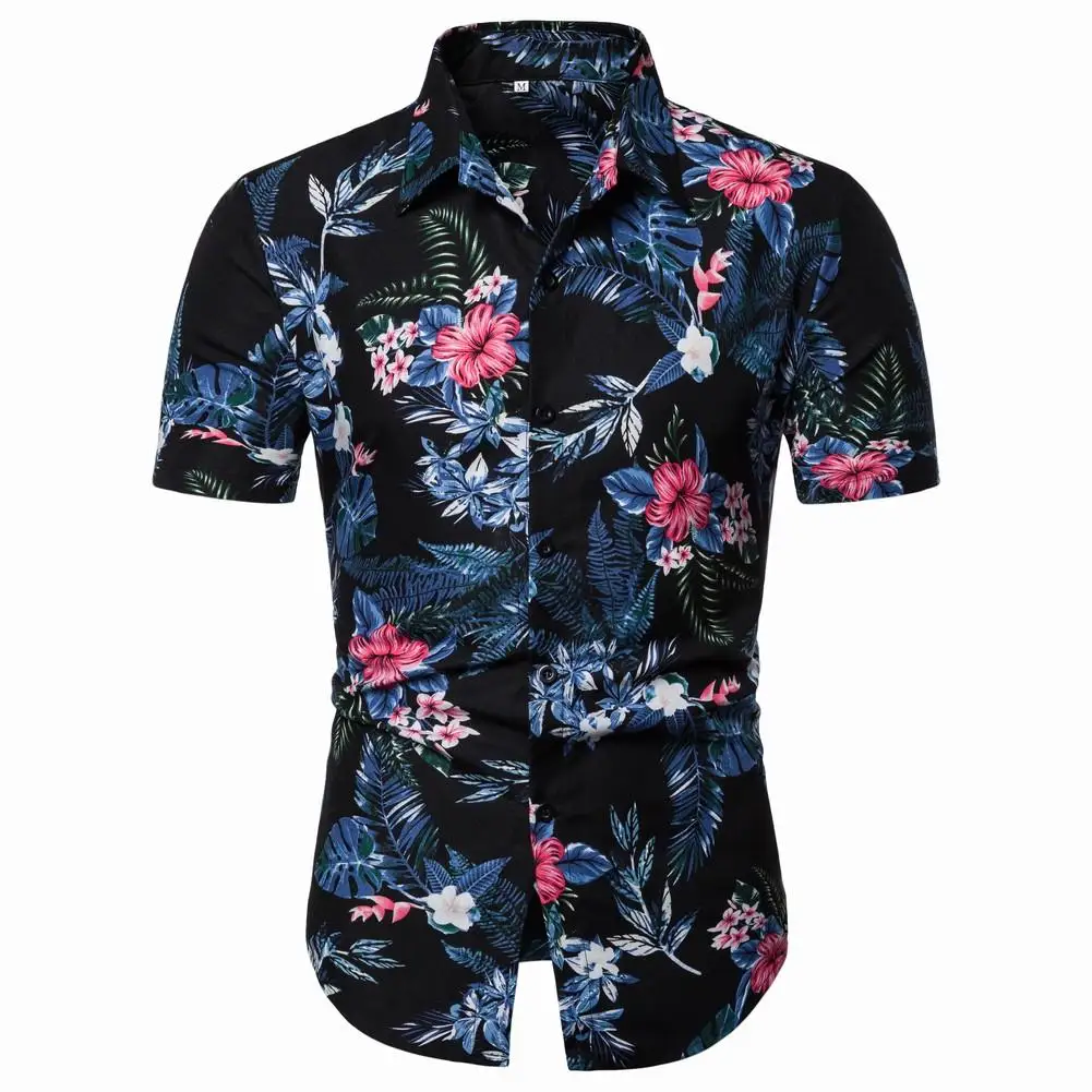 

New model Shirts Mens Clothing Blouse Men Slim fit Men's Shirts Hawaiian style Beach leisure Summer