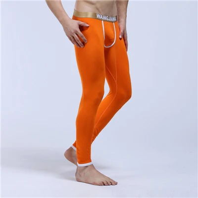 Новые мужские мягкие длинные мужские кальсоны термобелье гей хлопок теплая одежда для сна Нижнее белье под брюки Высокое качество Мужские удобные пижамы WJ - Цвет: Orange