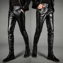 Черные мужские брюки из искусственной кожи размер 28 29 30 31 32 33 34 подростковые модные повседневные мужские брюки кожаные брюки