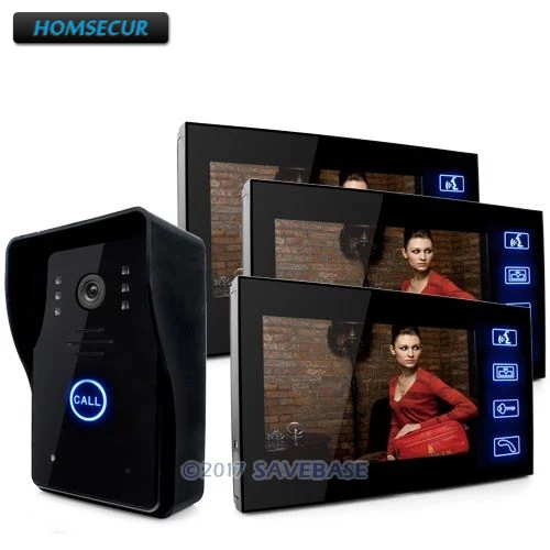 

HOMSECUR 7" Video Doorphone Intercom Doorbell Home Security With 1 Camera + 3 Monitors