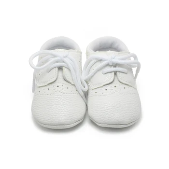 

2019 High Quality Newborn Leather Baby Shoes Lace-up Non-slip Infant Toddler Baby Boy Shoes Factory Wholesale First Walkers