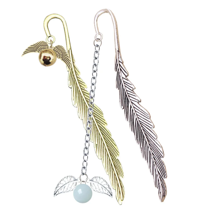 

Wing Snitch Metal Feather Bookmark Harry Potter Charm Fashion Glow Stones Binder Index Divider For Book Marque Page Mate Marker