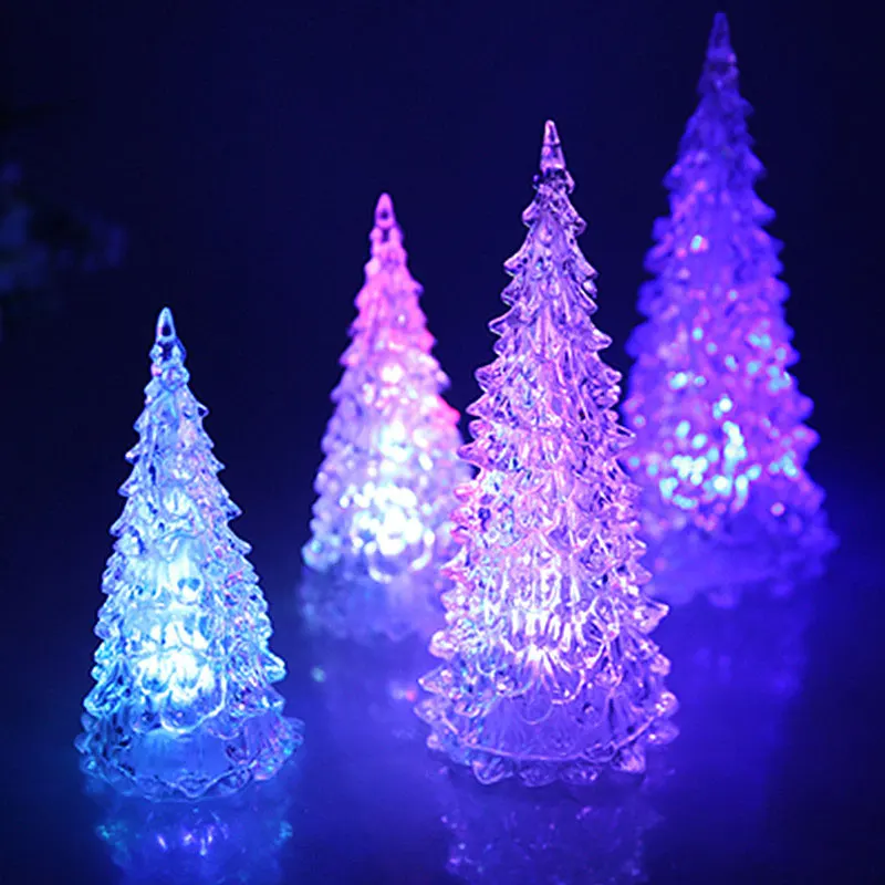 

5pcs/set Colorful LED Acrylic Christmas Tree Night Light Home Decor Xmas Light Gift Ornament Tower Lamp New Year Drop shipping