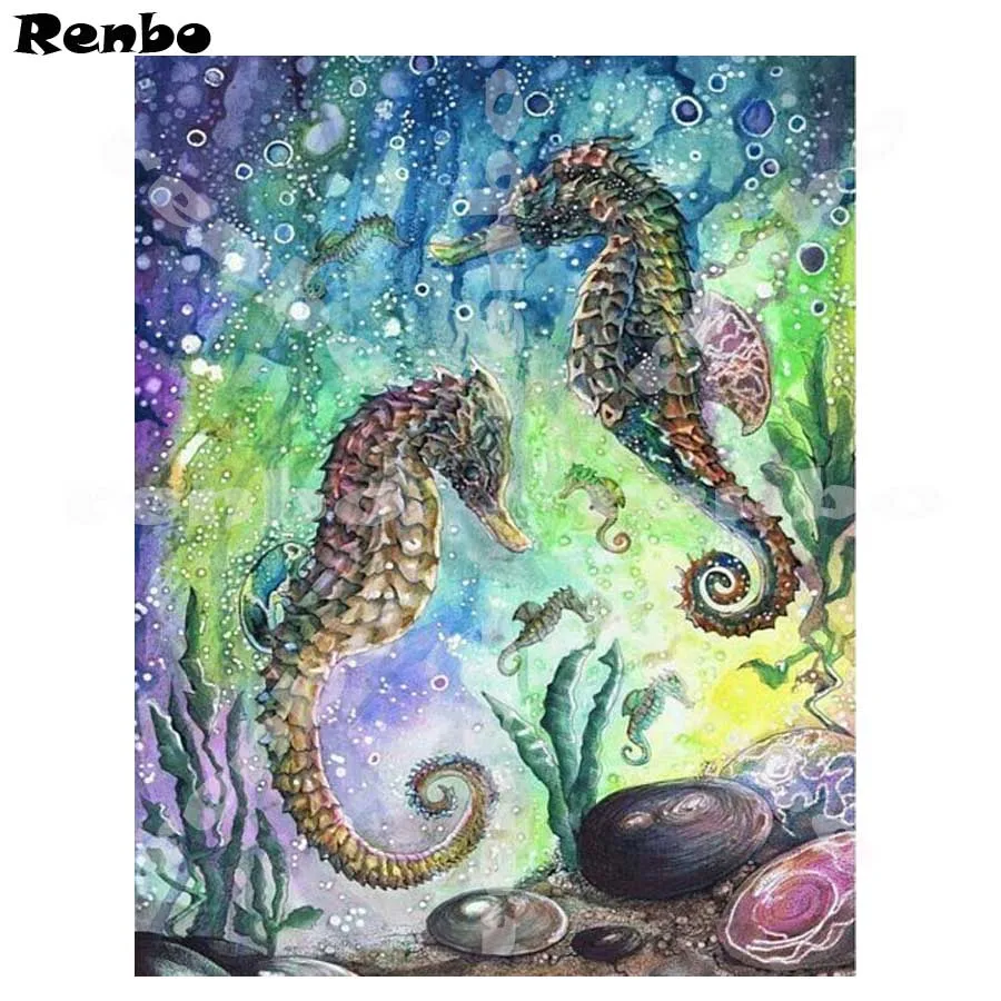 

Full Square Diamond 5D DIY Diamond Painting animals Seahorse mosaic patterns bead Embroidery Cross Stitch Home Decor Gift A714