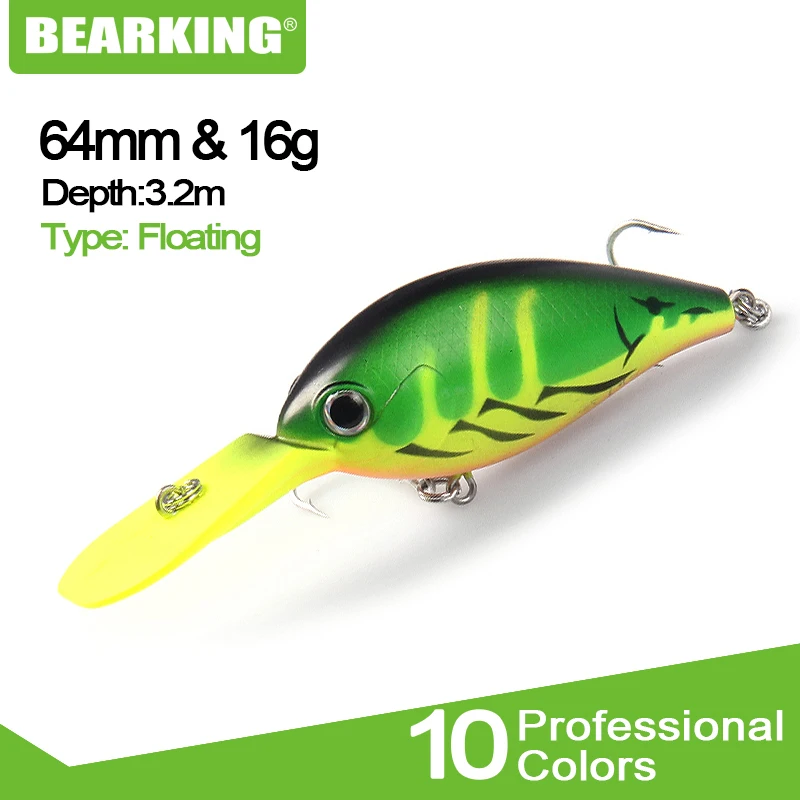 

Perfect BearKing Hot professional fishing lures, crank 64mm/16g,dive 3.2m,each lot 5pcs different colors free shipping