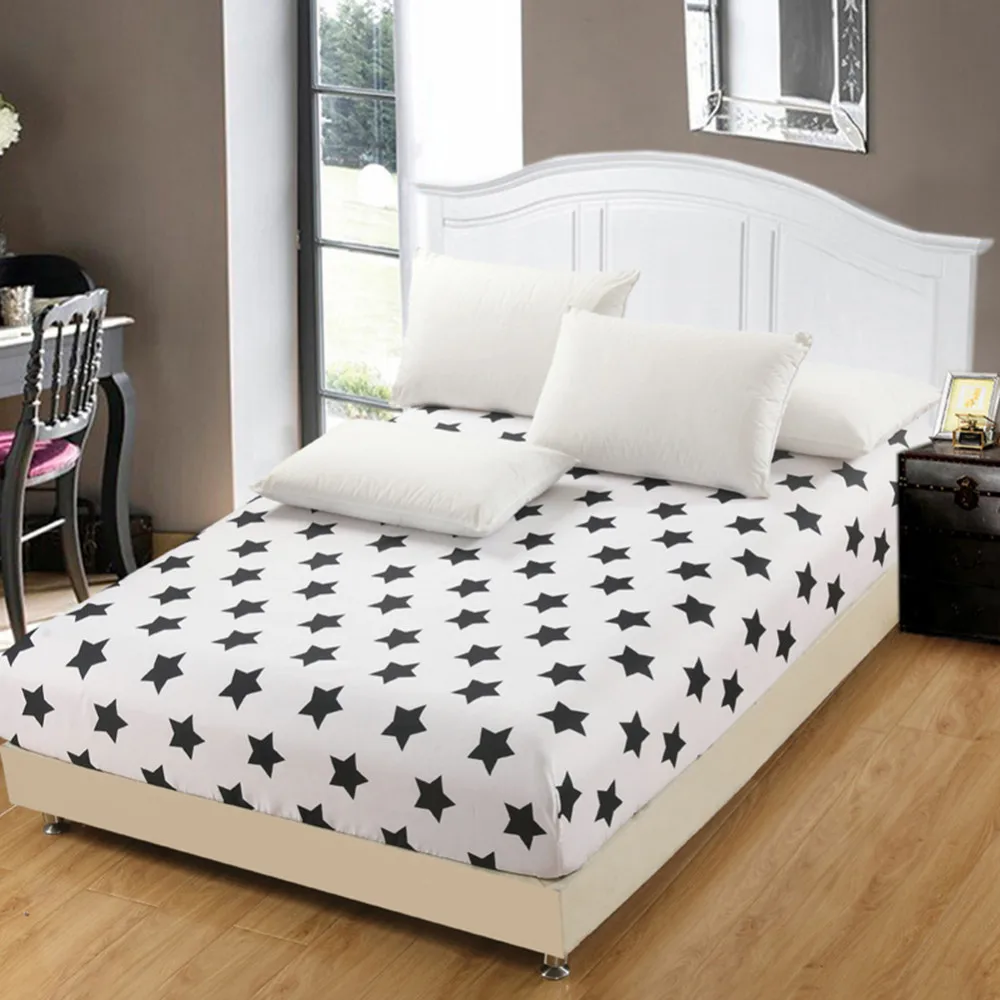 cheap white black star fitted sheet bedsheet bedroom polyester cotton bed sheet 150x200cm cheap white black star fitted sheet bedsheet bedroom polyester cotton bed sheet 150x200cm