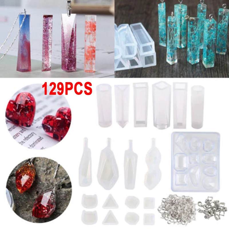 129pcs~ силиконовые смолы подвесные формы ювелирные изделия литье формы винтовые глазные шпильки прочный