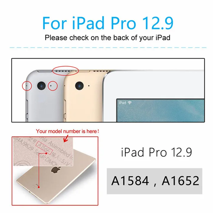 Чехол для iPad pro 12,9, чехол из искусственной кожи, трехслойный смарт-чехол, может просыпаться, спящий, Магнитный Флип-стенд для iPad pro 12,9 чехол