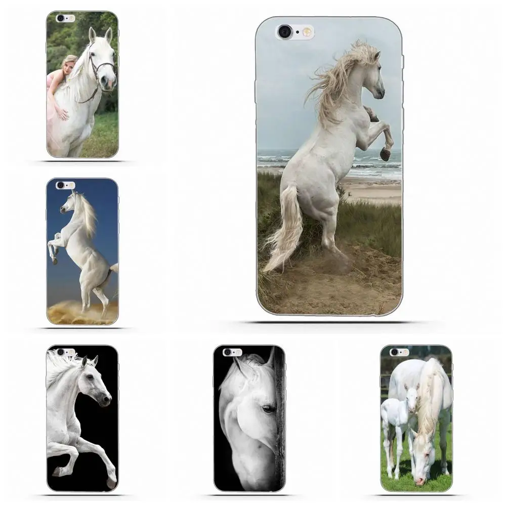 

Wexoeq White Horse For Apple iPhone 4 4S 5 5C 5S SE 6 6S 7 8 Plus X Soft TPU Cases Capa