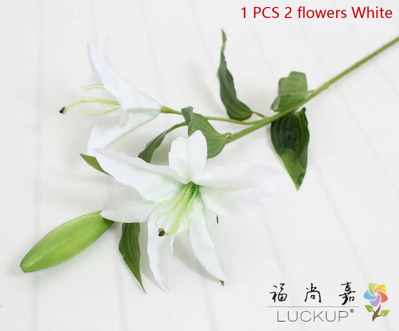 1 шт. красивые длинные с длинным стволом искусственные лилии ткани шелковые цветы для дома Свадебные украшения подарок F459 - Цвет: 2 flowers White