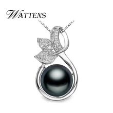 WATTENS Pearl Jewelry,party Leaf pendant,engagement necklaces pendants 925 sterling silver natural Pearl necklace for women love
