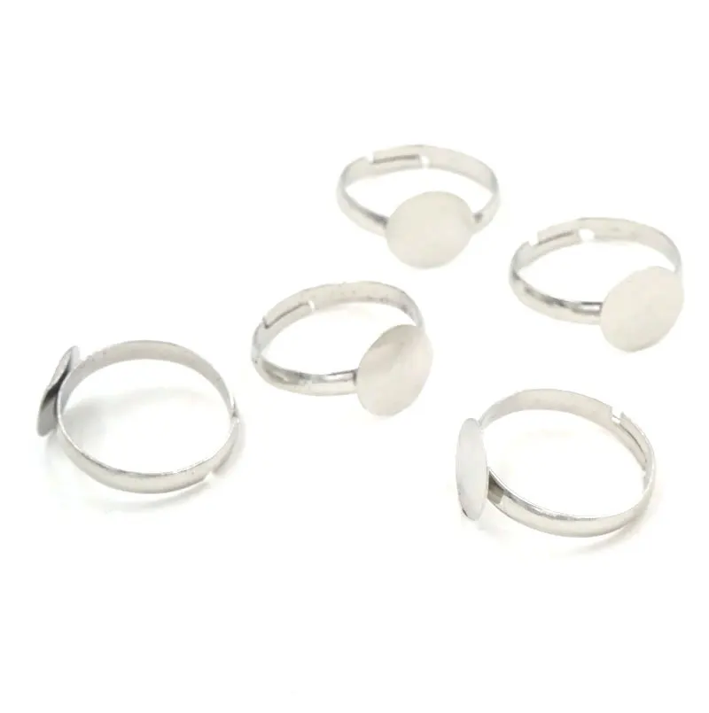100Pcs Ring Blanks Adjustable Ring Base 10mm Pad For Cabochon Supplies To Make Jewelry Diy Accesorios De Joyeria Rings Settings Jewelry Findings