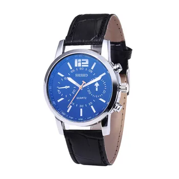 

Blue-ray glass neutral quartz simulates wrist epidermal Leather Strap watch reloj hombre acero inoxidable redondo montre homme