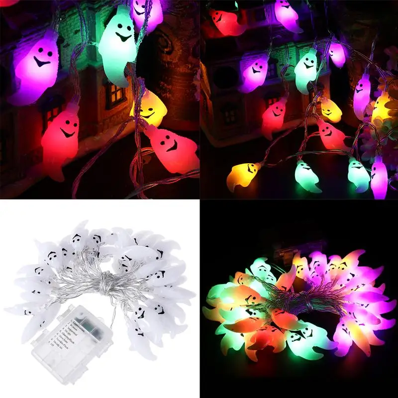 Hallowen Ghost 40 LED String Lights Battery Powered With Remote Control