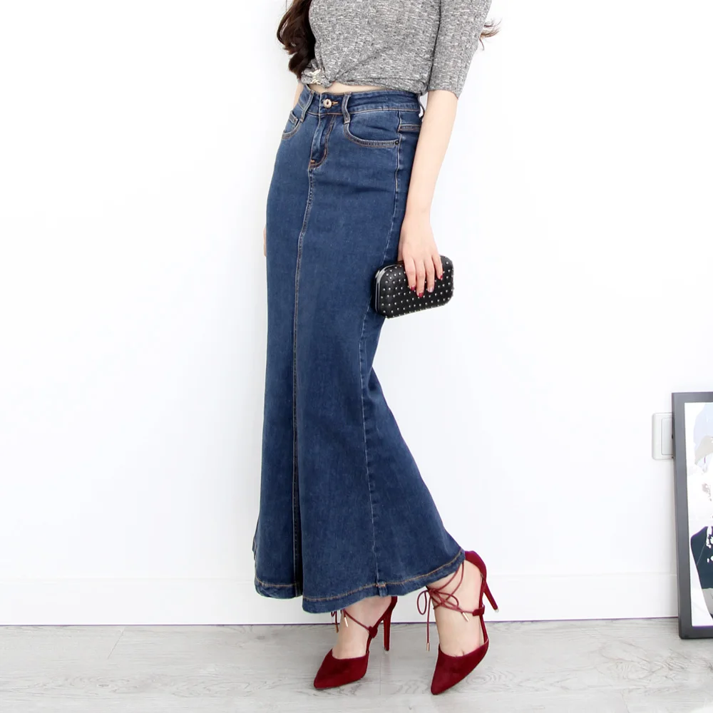 Free Shipping 2023 New Fashion Long Maxi Denim Jeans Skirts For Women XS-2XL Mermaid Style Good Stretch Ladies free shipping mr104 full zro2 ceramic ball bearing zirconia bearing good quality 4x10x4 mm