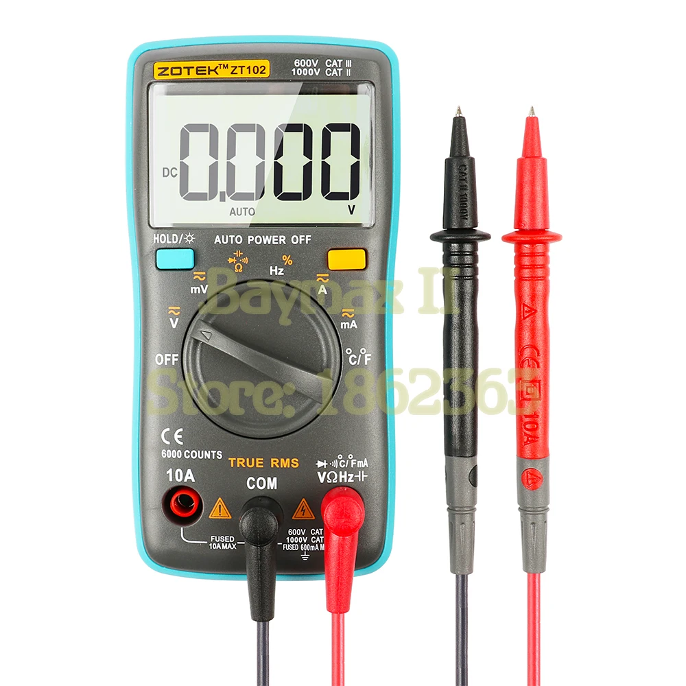 ZOTEK ZT102 Mini 6000 Counts Auto Ranging Digital Multimeter AC/DC
