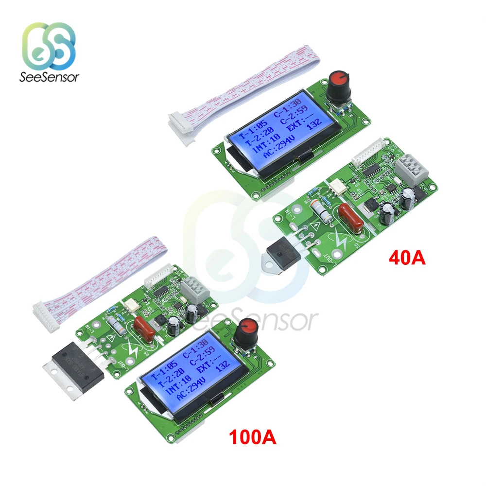 

40A 100A LCD Display Digital Double Pulse Encoder Spot Welder Control Module Welding Machine Transformer Controller Board