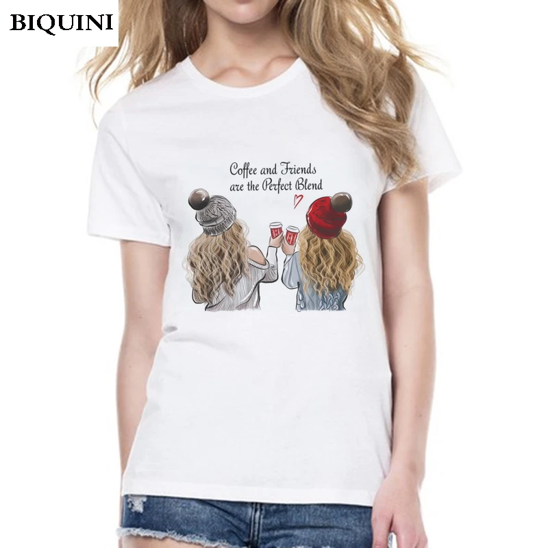 

The Perfect Blend BFF T-shirts for Women Coffee and Friend Print Harajuku Kawaii Tumblr Woman Clothing 2019 Tops Female T-shirt