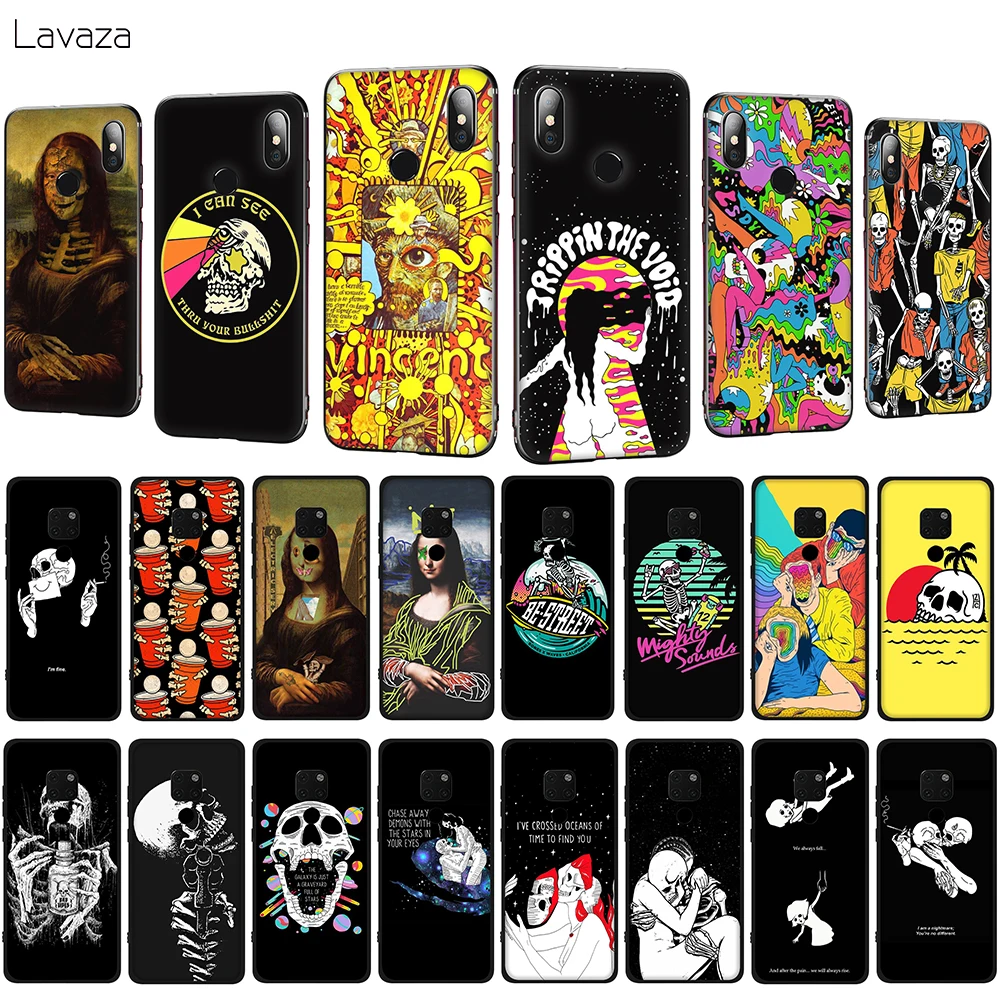 Мягкий чехол для телефона Lavaza Mona Lisa Skull by SAMUXX Huawei Mate 10 20 P10 P20 P30 Lite Pro P Smart 2019 |