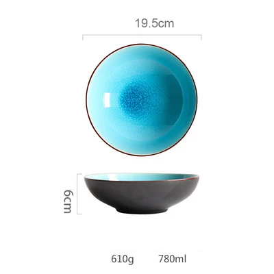 ANTOWALL японская ледяная трещины глазурованная посуда бытовая тарелка чаша керамическая фруктовая Салатница синяя индивидуальная чаша - Цвет: 3