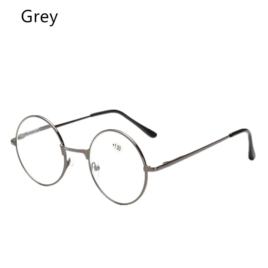Круглые металлические рамки для чтения, очки для чтения для мужчин и женщин, ретро очки Гарри Поттера, регулируемые удобные очки для дальнозоркости, очки - Цвет оправы: Grey