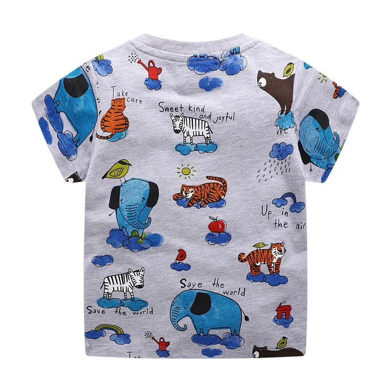 Roupas de Verão dos Desenhos Crianças Animados Camiseta Meninos Nova Verão Bebés Meninos Cotton Top Tees Animais Bonitos Apliques Crianças Roupas 22 Cheap Camisetas