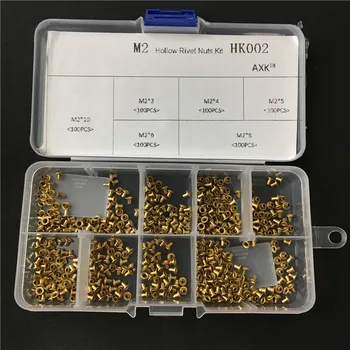 

600Pcs/set M2*3/4/5/6/8/10 GB876 Tubular Rivets Double-sided Circuit Board PCB Nails Brass Hollow Rivet Nuts Kit HK002