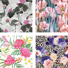 Полиэстер, ткань с принтом на заказ, эластичная тонкая Высококачественная цветочная ткань для платья для девочек, одежда, рубашка, Лоскутная Ткань