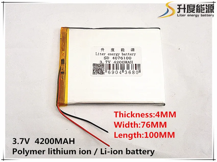 10PCS/Lot 3.7V tablet battery 0476100 4076100 4200MAH mobile power Tablet PC DIYin Tablet