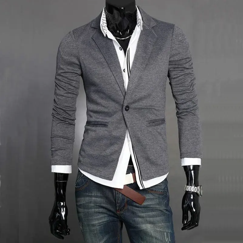 2017 Spring Autumn fashion men's slim blazer male knitted small suit