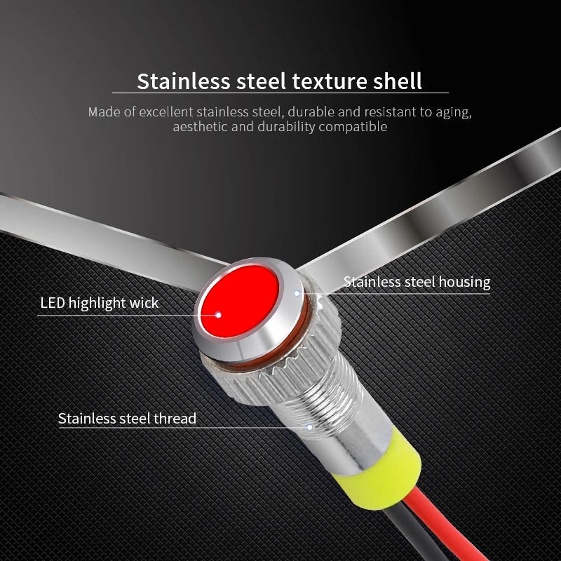 Waterproof Indicator Light Metal Bulb Signal Lamp LED Seal Light Alarm Pilot Car Boat LED Warning Dashboard PC Power Signal Lamp