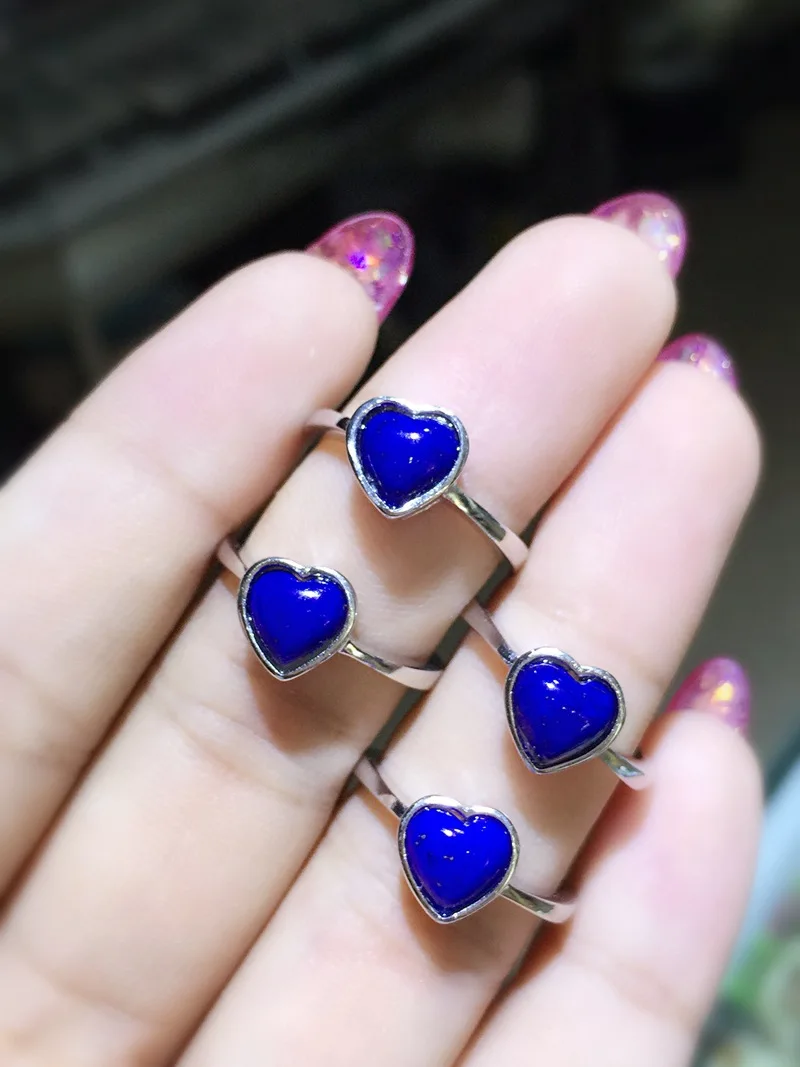 

[MeiBaPJ Natural Lapis Gemstone Trendy Ring for Women Real 925 Sterling Silver Charm Fine Jewelry 2 Colors