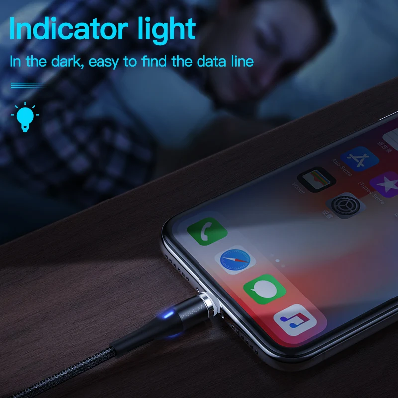 Магнитный кабель KUULAA для iPhone 12 11 Pro Max X XS XR 8 7 Plus 3A быстрой зарядки магнитное