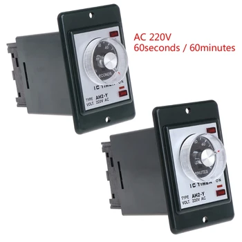 

OOTDTY Power on delay timer time relay 0-60 seconds/minutes panel installation with socket base AH2-Y AC 220V