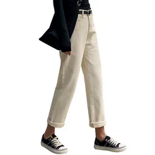 Свободные джинсы-шаровары женские с высокой талией свободные джинсы хлопковые повседневные винтажные джинсы-шаровары брюки больших размеров женские джинсовые брюки